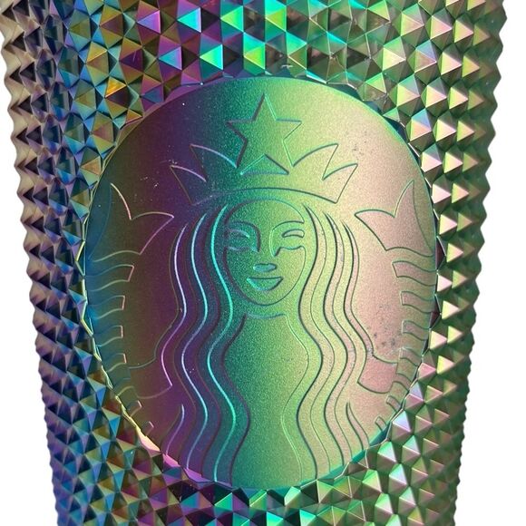 NWT Starbucks OIL SLICK Cold Cup Venti BLACK BLING Tumbler Rainbow Studded 2023 - Picture 3 of 4